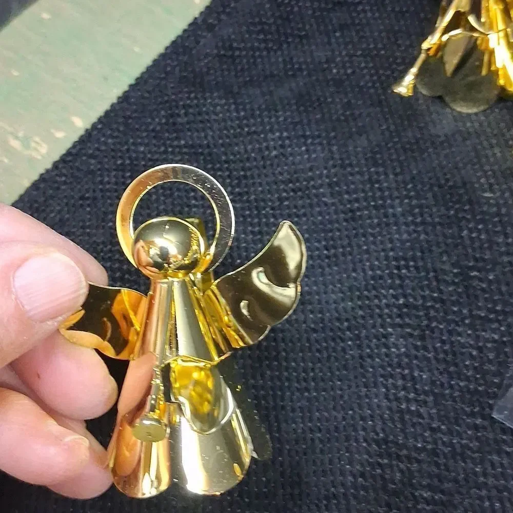 Brass Angel Halo Napkin Rings‎ Lot 12 Trumpet Gold Tone Religious Christmas Vtg.